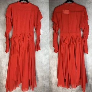 A.W.A.K.E. MODE Deconstructed Ruffled Midi Dress In Red Women's Size 36 US 4